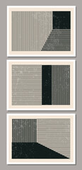 Set of minimalist 20s geometric design posters with primitive shapes