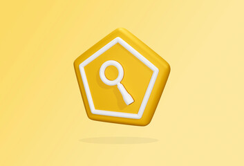 3d Search icon, magnifying glass icon with geometric shapes 3d rendering.