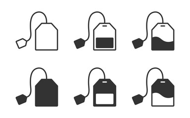 Tea bag icons set. Teabag icon. Vector illustration.