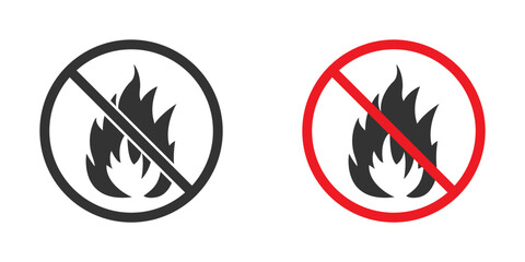 No fire red sign. No open flame icon. Vector illustration.