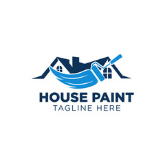 Blue color house painting logo business clipart