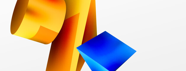 Metallic 3d shape vector geometric background. Trendy techno business template for wallpaper, banner, background or landing