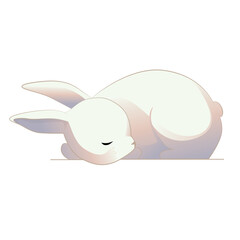 Vector illustration of a sleeping white rabbit.