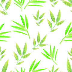 green seamless pattern. Bamboo leaves. Bio eco hand drawn  design.