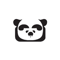 black and white illustration of a cute panda