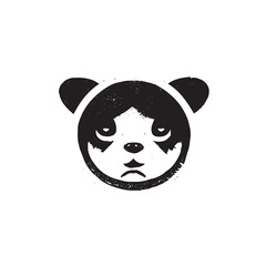 black and white illustration of a cute panda