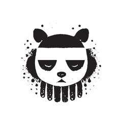 black and white illustration of a cute panda