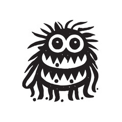 Black and white Cute Monster