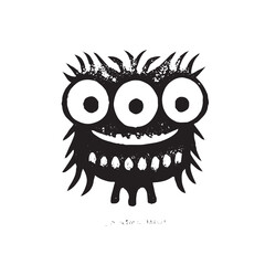monster black and white illustration