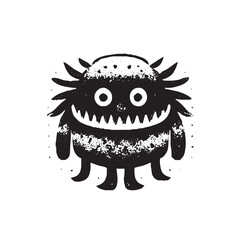 Black and white Cute Monster