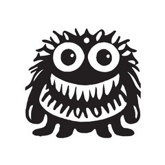 monster black and white illustration