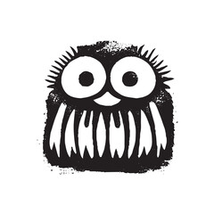 Black and white Cute Monster