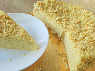 cake. Napoleon cake. pie. Homemade baking concept. side view