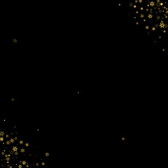 Falling Snow flakes golden pattern Holiday Vector