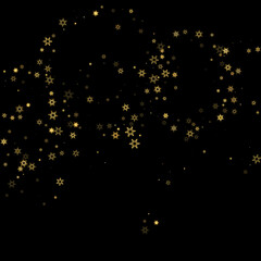 Falling Snow flakes golden pattern Holiday Vector