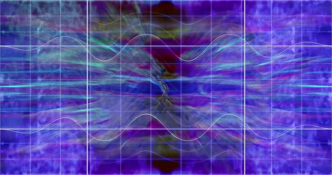 Abstract wavy glitch art motion graphic background.