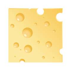 A vector illustration of a cheese slice isolated on white