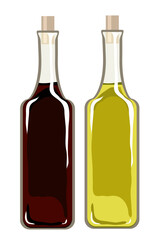 A vector illustration of bottles of olive oil and balsamic vinegar isolated on white