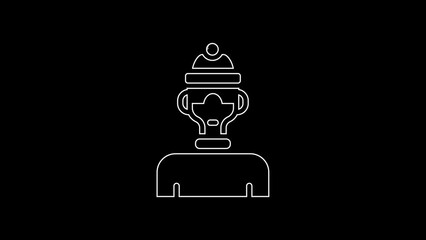 White line Winter athlete icon isolated on black background. 4K Video motion graphic animation
