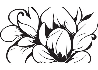 Floral Illustration Black and White
