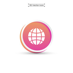 3D Globe Icon Vector Illustration