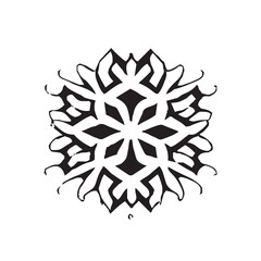 Christmas Winter Snowflake Illustration Black and White
