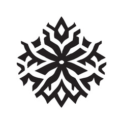 Christmas Winter Snowflake Illustration Black and White
