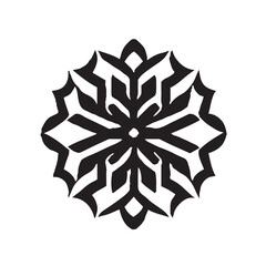 Christmas Winter Snowflake Illustration Black and White
