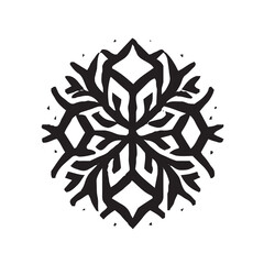 Christmas Winter Snowflake Illustration Black and White
