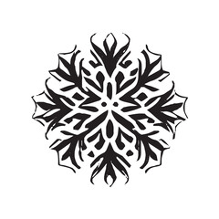 Christmas Winter Snowflake Illustration Black and White
