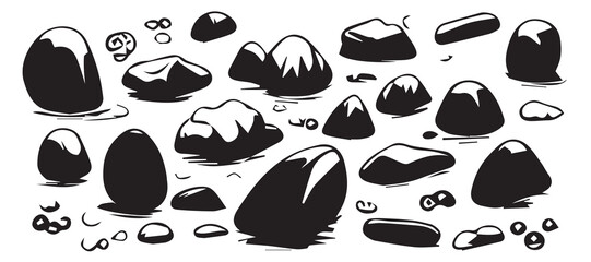 Black and White Rock Illustration