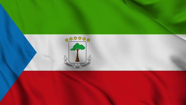 Equatorial Guinea flag waving looping footage Full 4K (3840 x 2160) Realistic Equatorial Guinea Flag Looping background. Looping Closeup 4K footage. Equatorial Guinea country flags. October 12, 1968