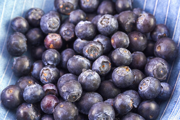 Selective focus, closeup of fresh blueberries