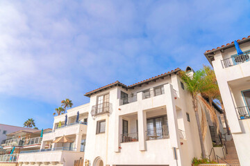 Fototapeta na wymiar Exterior of residential buildings at San Clemente, California with balconies