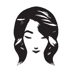 Woman Face Illustration Black and White