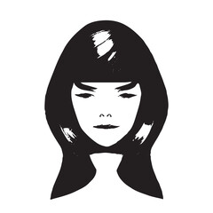 Woman Face Illustration Black and White