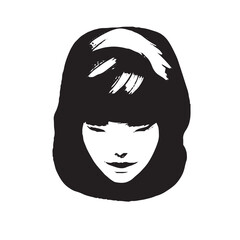 Woman Face Illustration Black and White