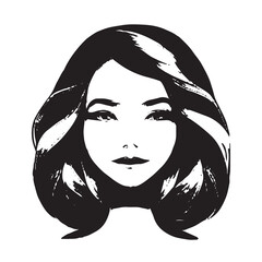 Woman Face Illustration Black and White