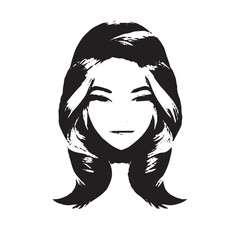 Woman Face Illustration Black and White