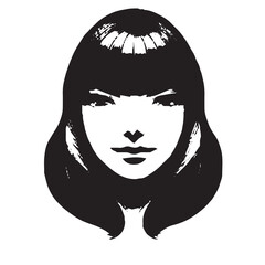 Woman Face Illustration Black and White