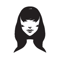 Woman Face Illustration Black and White