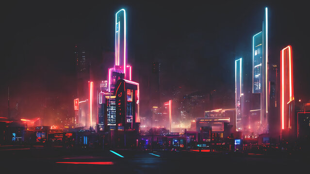 Cyberpunk Streets Illustration, Futuristic City, Dystoptic Artwork at  Night, 4k Wallpaper. Stock Illustration - Illustration of industry,  cyberpunk: 254965648