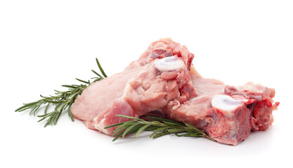 Raw meat steak with rosemary.