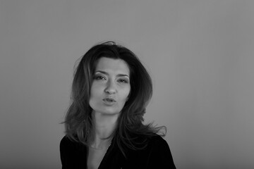 Obraz premium Black and white portrait of beautiful woman