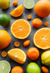 Fototapeta na wymiar Fresh summer citrus fruits