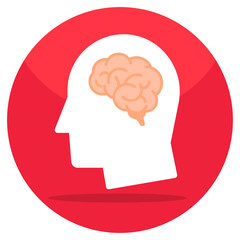 Flat design icon of brain, editable vector