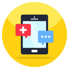 Colored design icon of mobile medical chat
