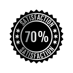 70% Satisfaction Sign Vector transparent background silver color