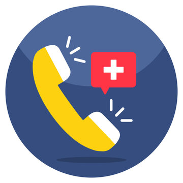 Conceptual Flat Design Icon Of Medical Call