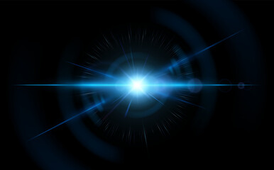Abstract blue light effect on black background - 521784835
